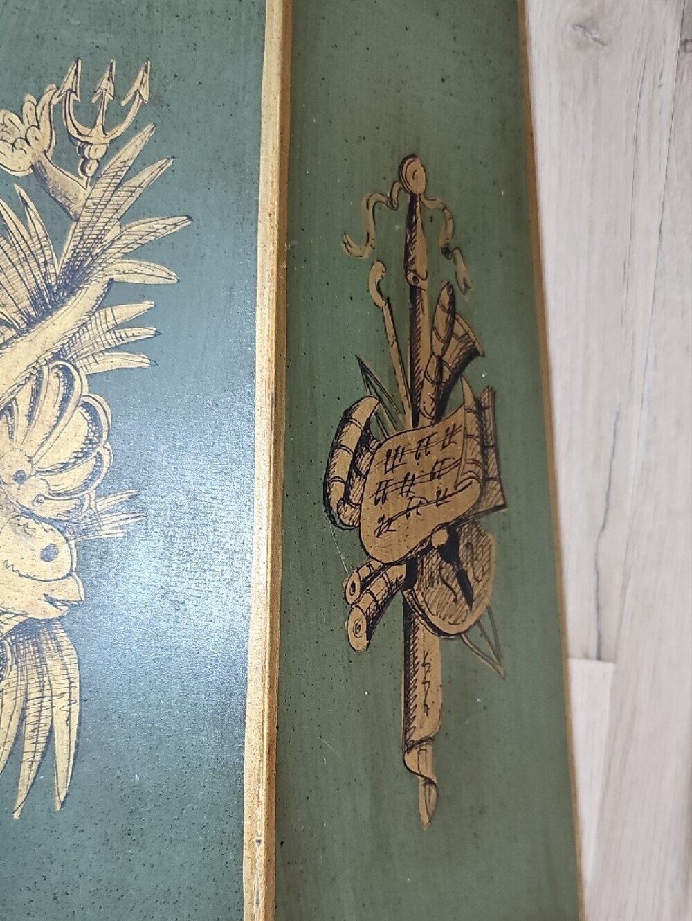 Vintage Pair Metal Lavabo Set Toleware Painted Tin Wall Decor - Picture 17 of 17